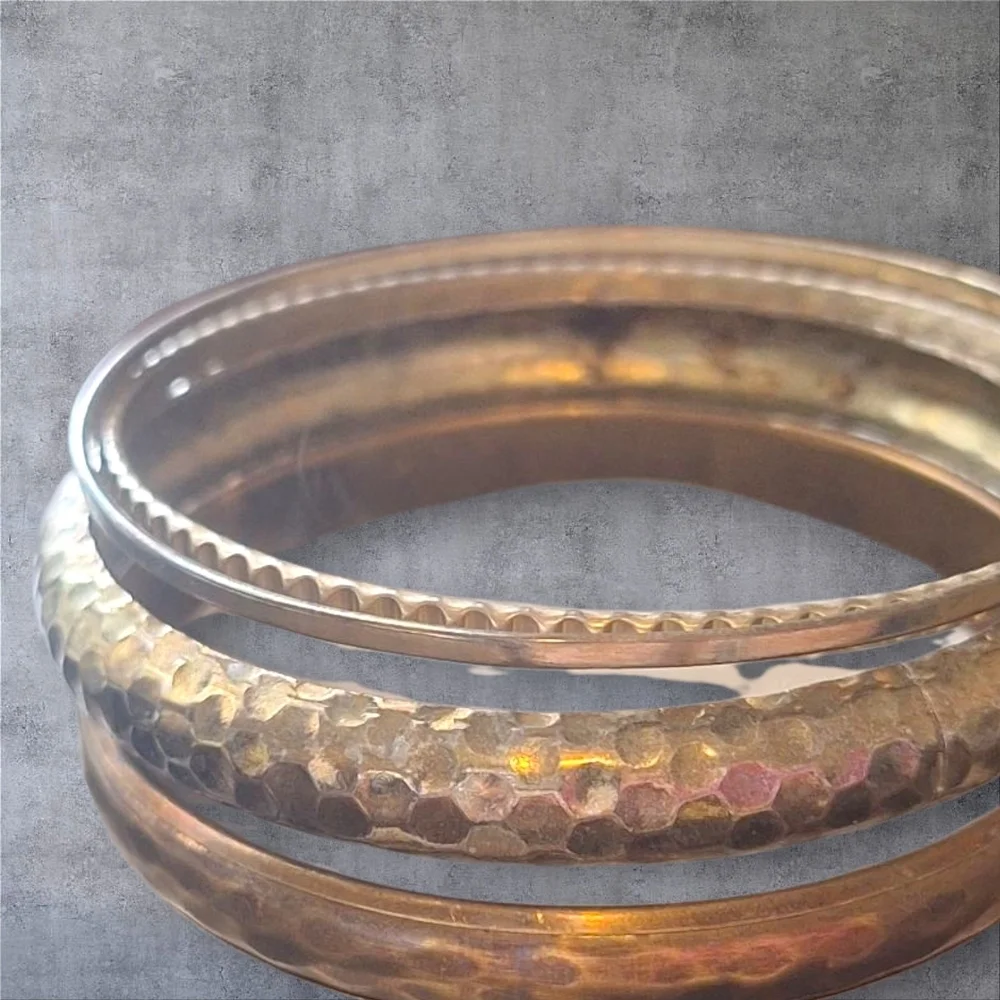 Vintage Gold Tone Bangle Set - 4
